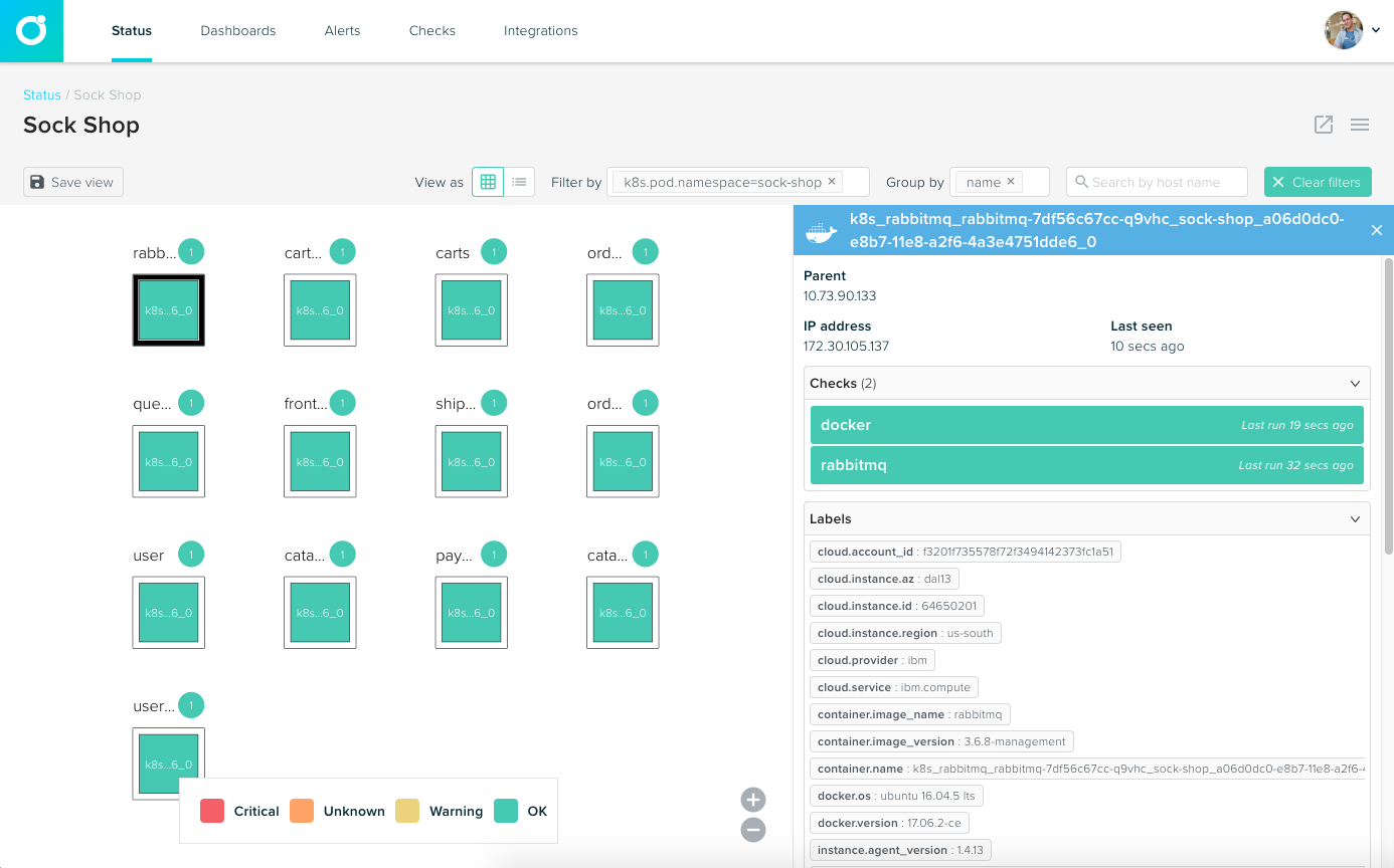 IBM Container Cloud Status View